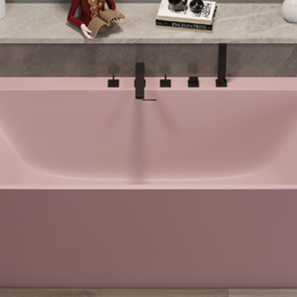 Modern Soaking Stone Bathtub Rectangle Back to Wall Bathtub with Faucet Clearhalo 'Bathroom Remodel & Bathroom Fixtures' 'Bathtubs' 'Home Improvement' 'home_improvement' 'home_improvement_bathtubs' 'Showers & Bathtubs' 6662754