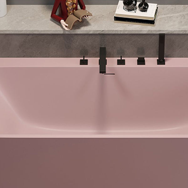 Modern Soaking Stone Bathtub Rectangle Back to Wall Bathtub with Faucet Clearhalo 'Bathroom Remodel & Bathroom Fixtures' 'Bathtubs' 'Home Improvement' 'home_improvement' 'home_improvement_bathtubs' 'Showers & Bathtubs' 6662756