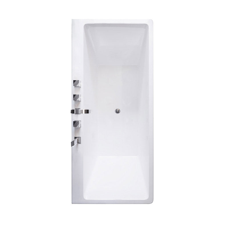 Contemporary Whirlpool/Soaking Bathtub Rectangle Drop-in Bathtub in White Tub Only Tub with Silver 5-Piece Set Clearhalo 'Bathroom Remodel & Bathroom Fixtures' 'Bathtubs' 'Home Improvement' 'home_improvement' 'home_improvement_bathtubs' 'Showers & Bathtubs' 6662822