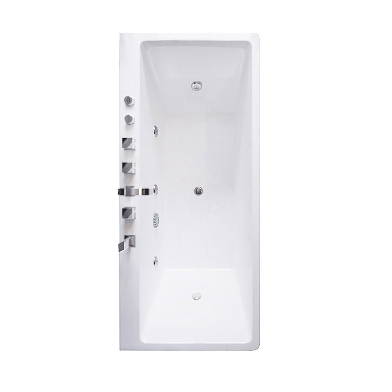 Contemporary Whirlpool/Soaking Bathtub Rectangle Drop-in Bathtub in White Massage Tub with Silver 5-Piece Set Clearhalo 'Bathroom Remodel & Bathroom Fixtures' 'Bathtubs' 'Home Improvement' 'home_improvement' 'home_improvement_bathtubs' 'Showers & Bathtubs' 6662826