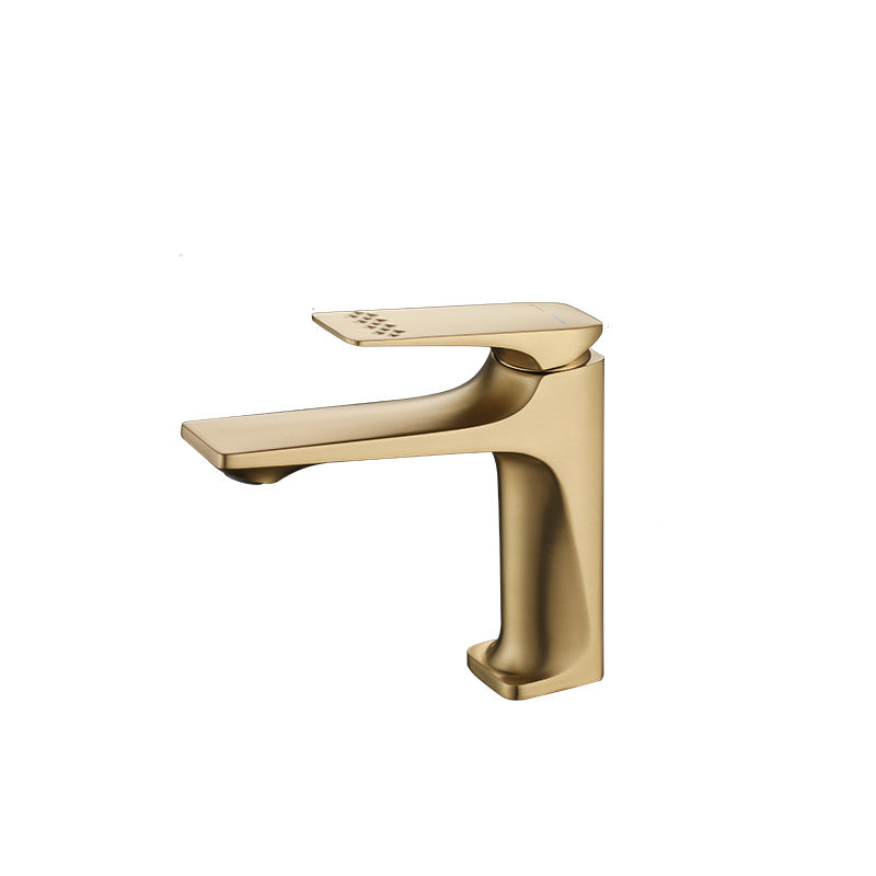 Modern Vessel Sink Faucet Copper Lever Handle Low Arc Vessel Faucet for Bathroom Gold 6.5" Clearhalo 'Bathroom Remodel & Bathroom Fixtures' 'Bathroom Sink Faucets' 'Bathroom Sinks & Faucet Components' 'bathroom_sink_faucets' 'Home Improvement' 'home_improvement' 'home_improvement_bathroom_sink_faucets' 6667114