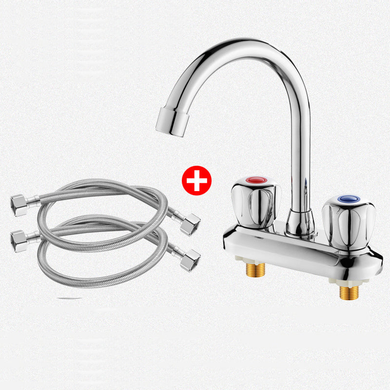 Swivel Spout Circular Faucet Brass Modern Style Bathroom Faucet Cromo 24 Inches Shut-off Valve Not Included Clearhalo 'bathroom_sink_faucets' 'Conjunta de Baño y Conjunta de Grifo' 'Coronamiento de Baño y Dispositivo de Baño' 'Grifo del lavabo del baño' 'Hogar' 'home_improvement' 'home_improvement_bathroom_sink_faucets' 'Mejoras para el hogar' 6667127