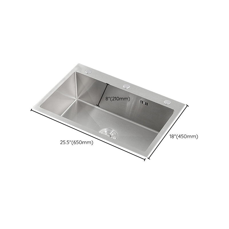 Modern Kitchen Sink Stainless Steel Kitchen Sink with Drain Strainer Kit Clearhalo 'Home Improvement' 'home_improvement' 'home_improvement_kitchen_sinks' 'Kitchen Remodel & Kitchen Fixtures' 'Kitchen Sinks & Faucet Components' 'Kitchen Sinks' 'kitchen_sinks' 6667351