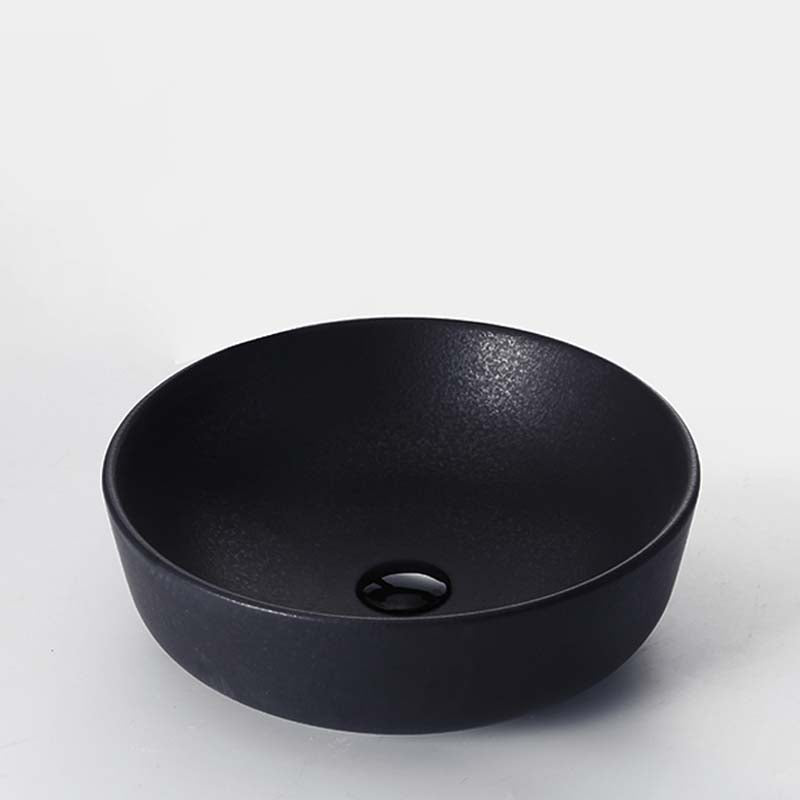 Black Trough Bathroom Sink Round Porcelain Trough Bathroom Sink 16"L x 16"W x 5"H Sink Clearhalo 'Bathroom Remodel & Bathroom Fixtures' 'Bathroom Sinks & Faucet Components' 'Bathroom Sinks' 'bathroom_sink' 'Home Improvement' 'home_improvement' 'home_improvement_bathroom_sink' 6667511