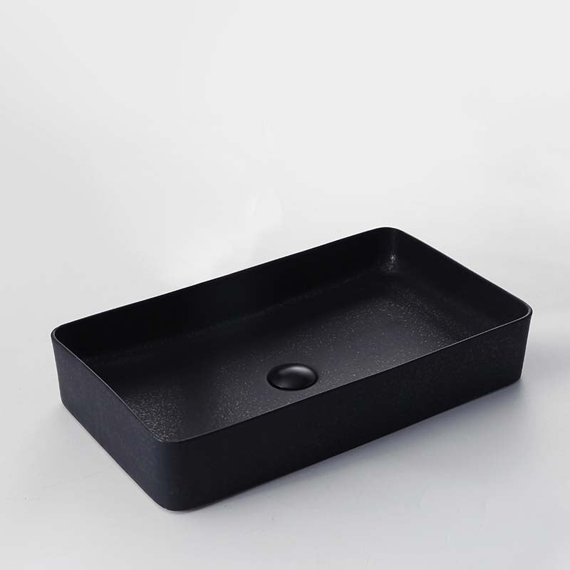 Black Trough Bathroom Sink Round Porcelain Trough Bathroom Sink 24"L x 14"W x 4"H Sink Clearhalo 'Bathroom Remodel & Bathroom Fixtures' 'Bathroom Sinks & Faucet Components' 'Bathroom Sinks' 'bathroom_sink' 'Home Improvement' 'home_improvement' 'home_improvement_bathroom_sink' 6667517