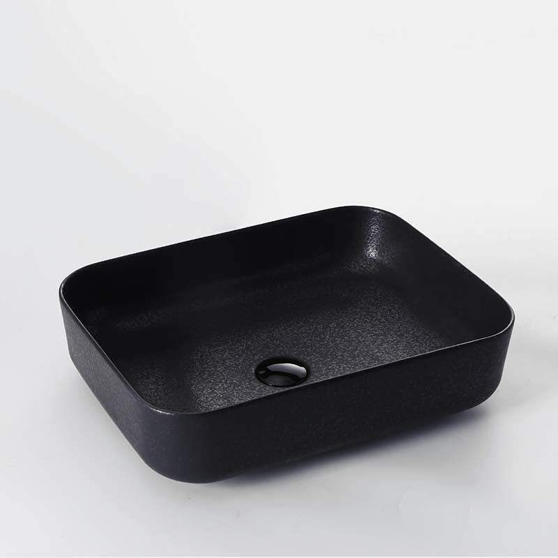 Black Trough Bathroom Sink Round Porcelain Trough Bathroom Sink 19.7"L x 15"W x 5.1"H Sink Clearhalo 'Bathroom Remodel & Bathroom Fixtures' 'Bathroom Sinks & Faucet Components' 'Bathroom Sinks' 'bathroom_sink' 'Home Improvement' 'home_improvement' 'home_improvement_bathroom_sink' 6667518