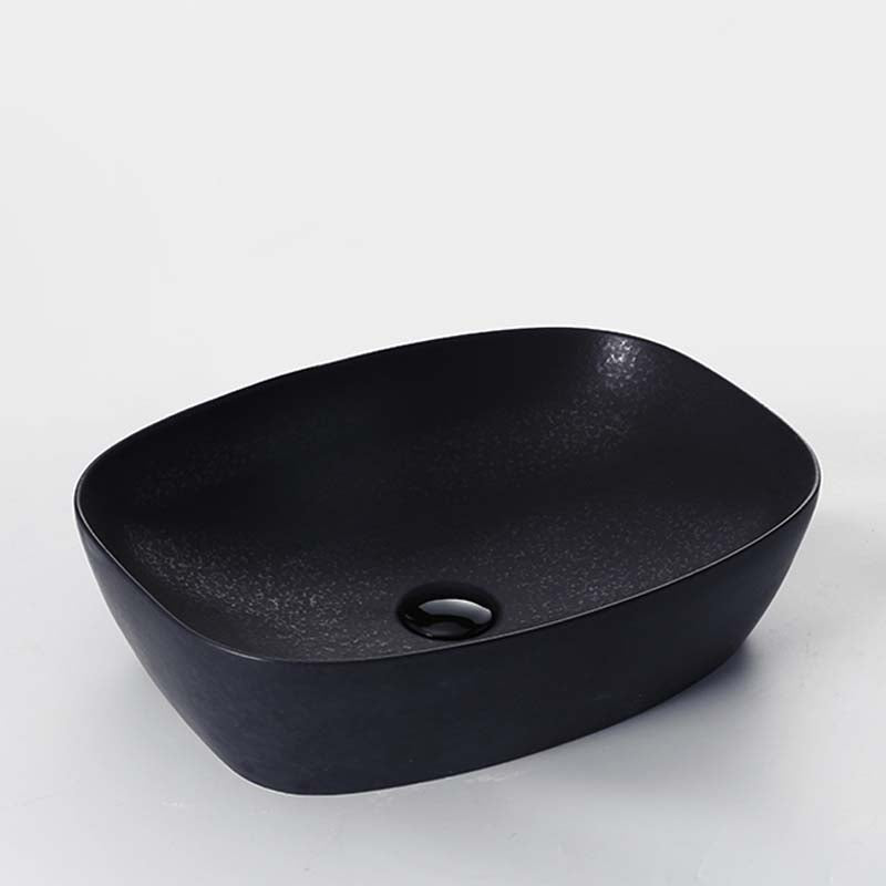 Black Trough Bathroom Sink Round Porcelain Trough Bathroom Sink 19"L x 15"W x 5"H Sink Clearhalo 'Bathroom Remodel & Bathroom Fixtures' 'Bathroom Sinks & Faucet Components' 'Bathroom Sinks' 'bathroom_sink' 'Home Improvement' 'home_improvement' 'home_improvement_bathroom_sink' 6667519