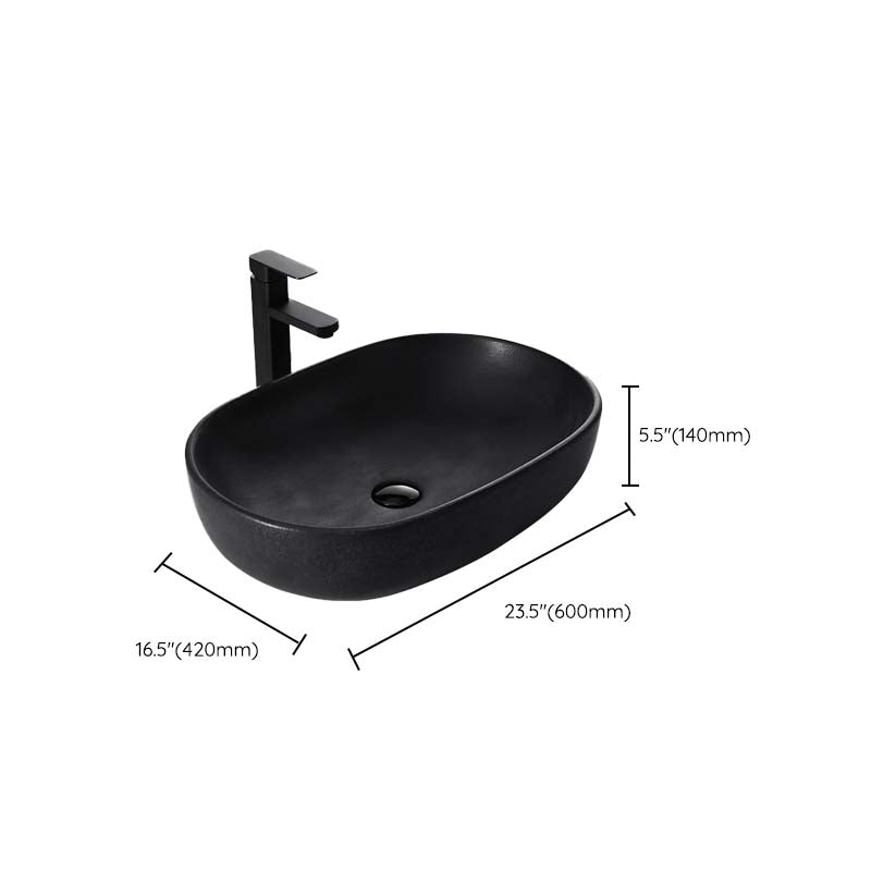 Black Trough Bathroom Sink Round Porcelain Trough Bathroom Sink Clearhalo 'Bathroom Remodel & Bathroom Fixtures' 'Bathroom Sinks & Faucet Components' 'Bathroom Sinks' 'bathroom_sink' 'Home Improvement' 'home_improvement' 'home_improvement_bathroom_sink' 6667524