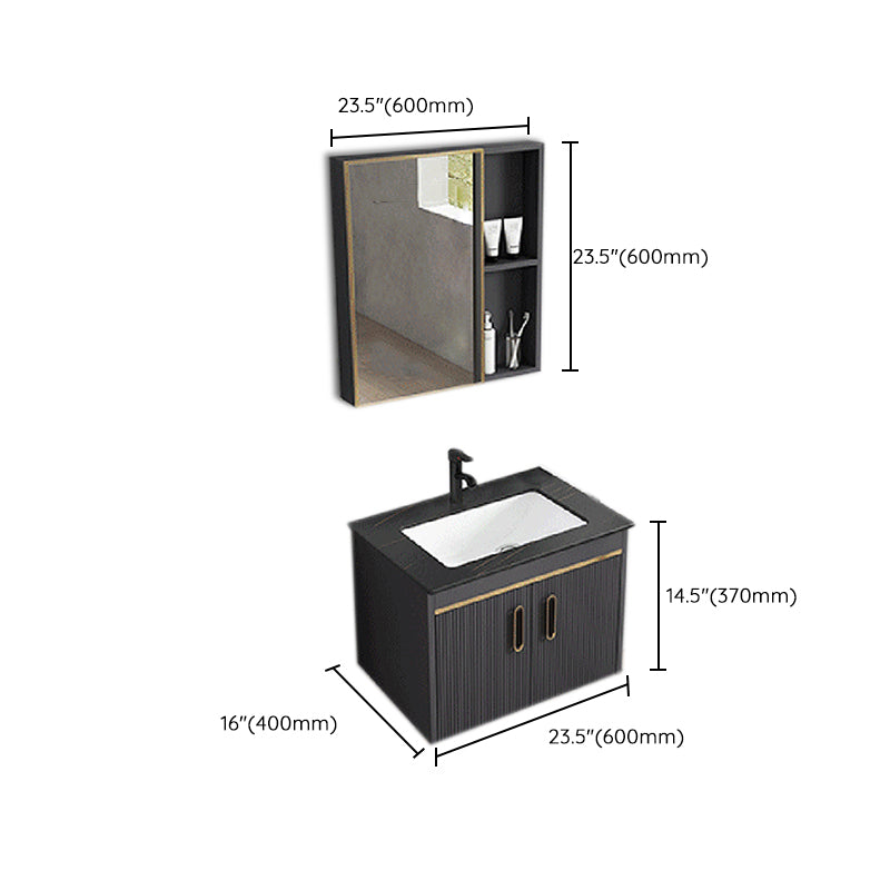 Contemporary Metal Sink Vanity Mirror Cabinet Wall-Mounted Vanity Cabinet Clearhalo 'Bathroom Remodel & Bathroom Fixtures' 'Bathroom Vanities' 'bathroom_vanities' 'Home Improvement' 'home_improvement' 'home_improvement_bathroom_vanities' 6667779