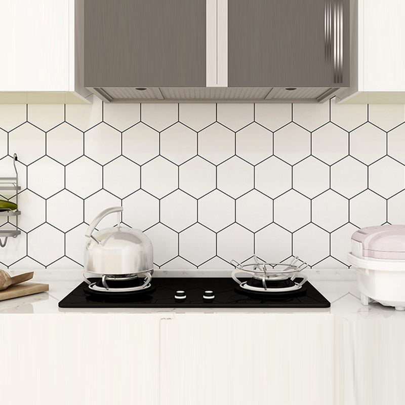 Modern Mosaic Tile Smooth Peel & Stick Backsplash Wallpaper for Kitchen Gloss White Clearhalo 'Flooring 'Home Improvement' 'home_improvement' 'home_improvement_peel_stick_blacksplash' 'Peel & Stick Backsplash Tile' 'peel_stick_blacksplash' 'Walls & Ceilings' Walls and Ceiling' 6667934