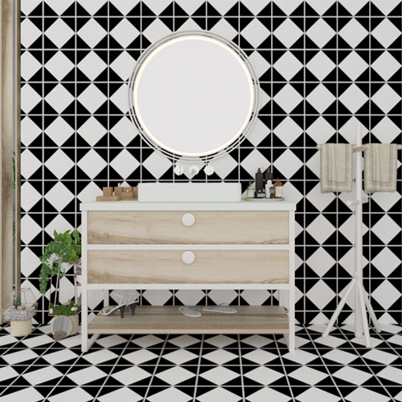 Modern PVC Flooring Peel and Stick Geometric Printed Vinyl Plank Flooring Black White Clearhalo 'Flooring 'Home Improvement' 'home_improvement' 'home_improvement_vinyl_flooring' 'Vinyl Flooring' 'vinyl_flooring' Walls and Ceiling' 6668043