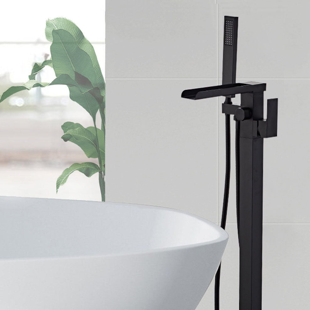 Floor Mounted Waterfall Freestanding Tub Filler Single Handle Freestanding Tub Filler Trim Clearhalo 'Bathroom Remodel & Bathroom Fixtures' 'Bathtub Faucets' 'bathtub_faucets' 'Home Improvement' 'home_improvement' 'home_improvement_bathtub_faucets' 6668127