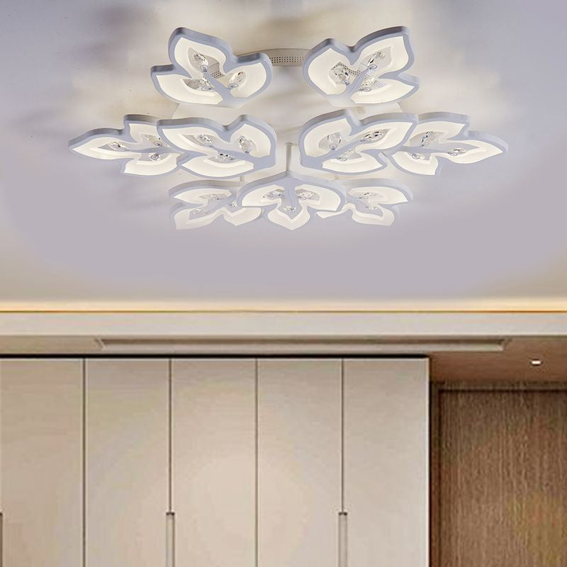 Office Restaurant Ceiling Lamp Acrylic Modern Stylish Warm/White Lighting LED Semi Flush Mount Light in White Clearhalo 'Ceiling Lights' 'Close To Ceiling Lights' 'Close to ceiling' 'Semi-flushmount' Lighting' 666920