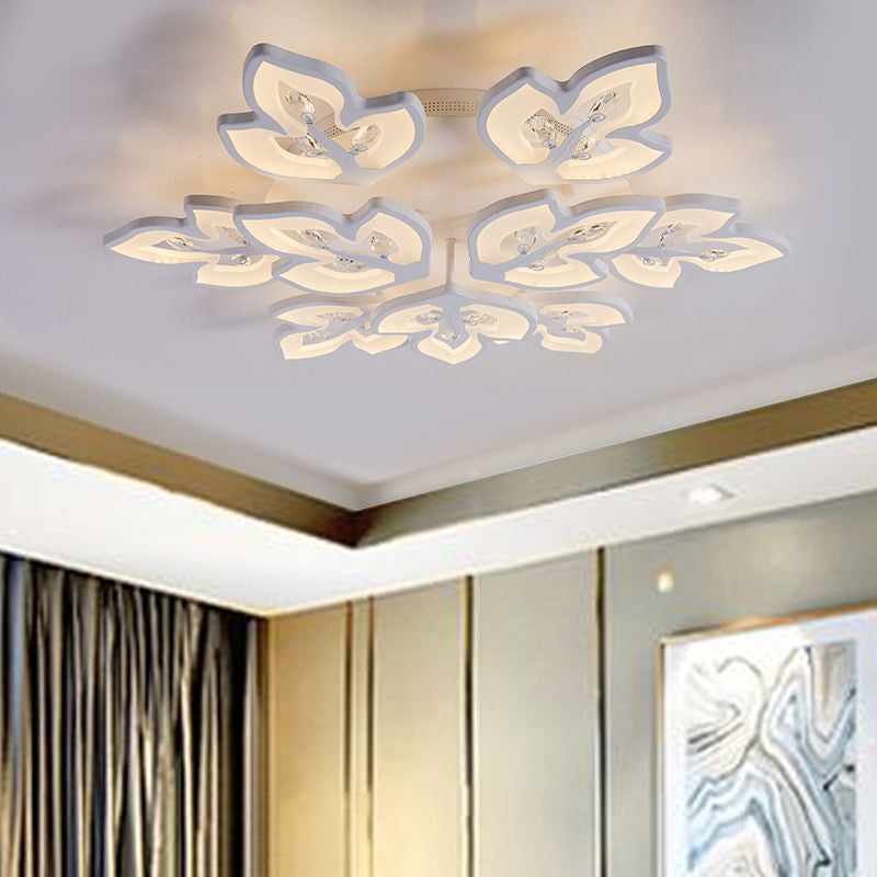 Office Restaurant Ceiling Lamp Acrylic Modern Stylish Warm/White Lighting LED Semi Flush Mount Light in White Clearhalo 'Ceiling Lights' 'Close To Ceiling Lights' 'Close to ceiling' 'Semi-flushmount' Lighting' 666921