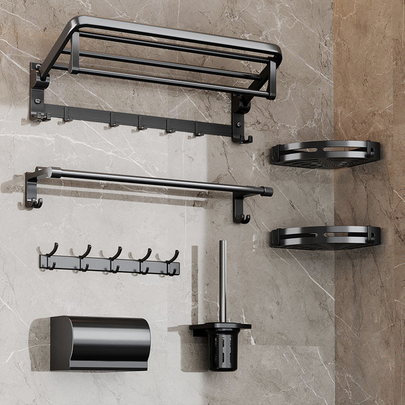 Kit de accesorios de baño negro para baño de aluminio moderno-Clearhalo