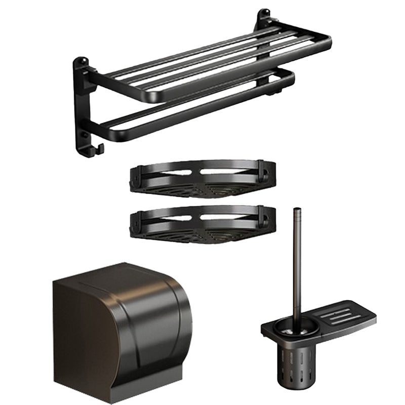 Traditional Aluminum Bath Hardware Set Black Bathroom Accessory Kit 5-Piece Set (Toilet Paper Holder) Clearhalo 'Bathroom Hardware Sets' 'Bathroom Hardware' 'Bathroom Remodel & Bathroom Fixtures' 'bathroom_hardware_sets' 'Home Improvement' 'home_improvement' 'home_improvement_bathroom_hardware_sets' 6670261