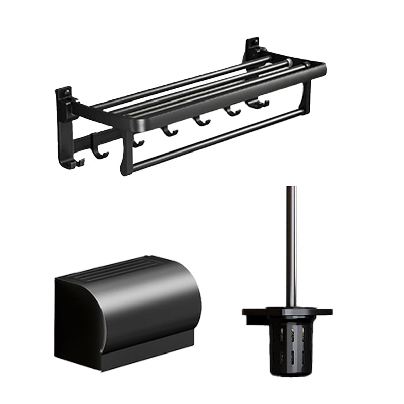 Traditional Aluminum Bath Hardware Set Black Bathroom Accessory Kit 3-Piece Set (Toilet Brush) Clearhalo 'Bathroom Hardware Sets' 'Bathroom Hardware' 'Bathroom Remodel & Bathroom Fixtures' 'bathroom_hardware_sets' 'Home Improvement' 'home_improvement' 'home_improvement_bathroom_hardware_sets' 6670262