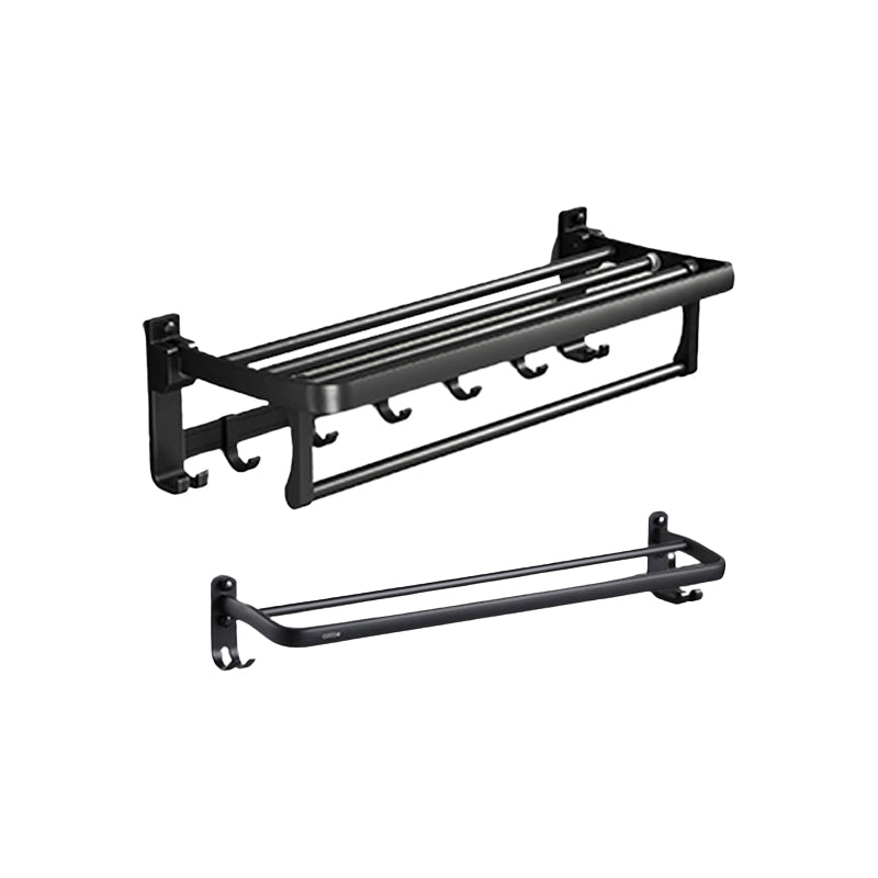 Traditional Aluminum Bath Hardware Set Black Bathroom Accessory Kit 2-Piece Set (Towel Rack) Clearhalo 'Bathroom Hardware Sets' 'Bathroom Hardware' 'Bathroom Remodel & Bathroom Fixtures' 'bathroom_hardware_sets' 'Home Improvement' 'home_improvement' 'home_improvement_bathroom_hardware_sets' 6670263