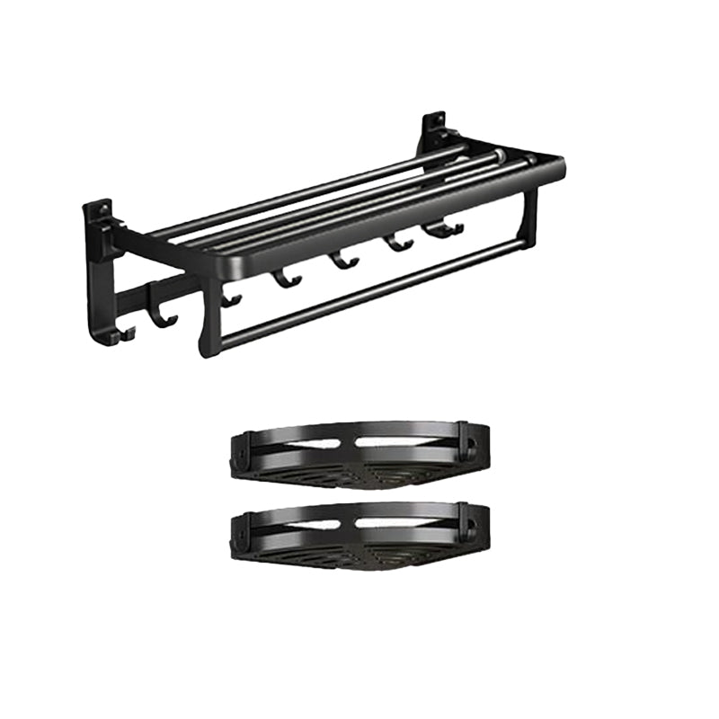 Traditional Aluminum Bath Hardware Set Black Bathroom Accessory Kit 3-Piece Set (Triangle Bath Shelf) Clearhalo 'Bathroom Hardware Sets' 'Bathroom Hardware' 'Bathroom Remodel & Bathroom Fixtures' 'bathroom_hardware_sets' 'Home Improvement' 'home_improvement' 'home_improvement_bathroom_hardware_sets' 6670271