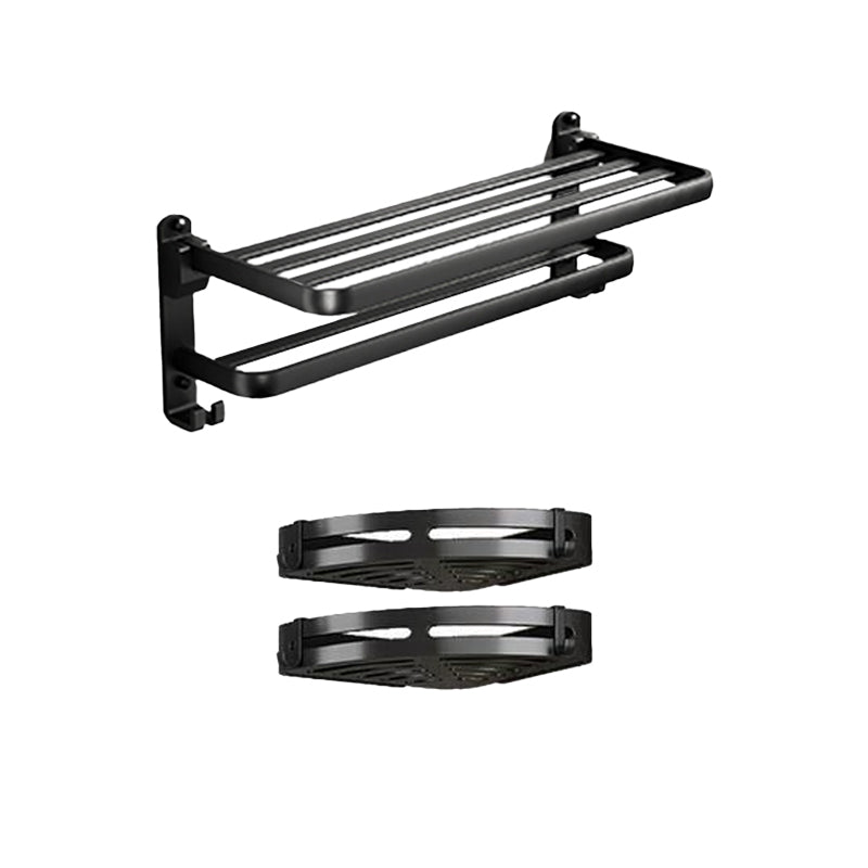 Traditional Aluminum Bath Hardware Set Black Bathroom Accessory Kit 3-Piece Set (Towel Rack) Clearhalo 'Bathroom Hardware Sets' 'Bathroom Hardware' 'Bathroom Remodel & Bathroom Fixtures' 'bathroom_hardware_sets' 'Home Improvement' 'home_improvement' 'home_improvement_bathroom_hardware_sets' 6670272