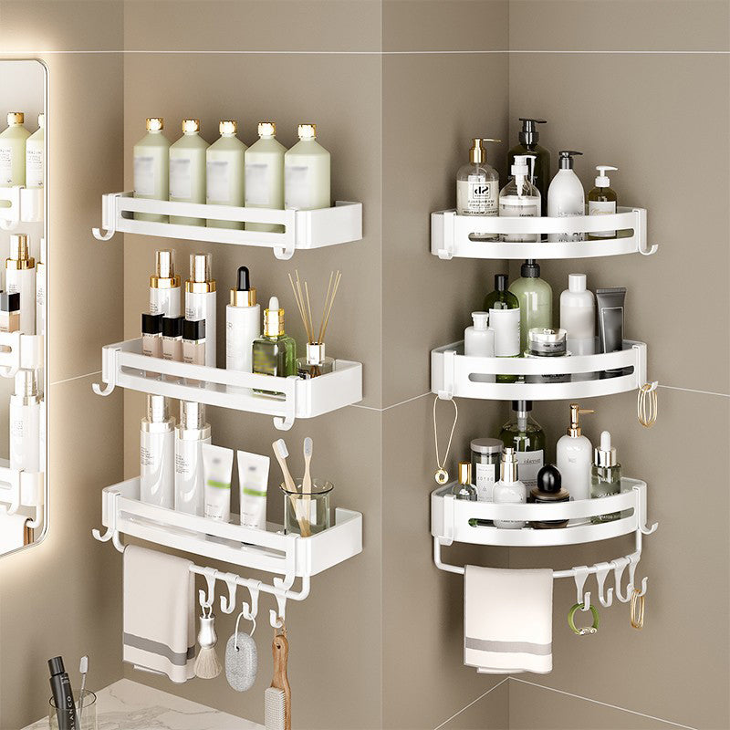 Modern White Finish Bath Shelf Rectangular & Triangle Bathroom Hardware Kit Clearhalo 'Bathroom Hardware Sets' 'Bathroom Hardware' 'Bathroom Remodel & Bathroom Fixtures' 'bathroom_hardware_sets' 'Home Improvement' 'home_improvement' 'home_improvement_bathroom_hardware_sets' 6675785