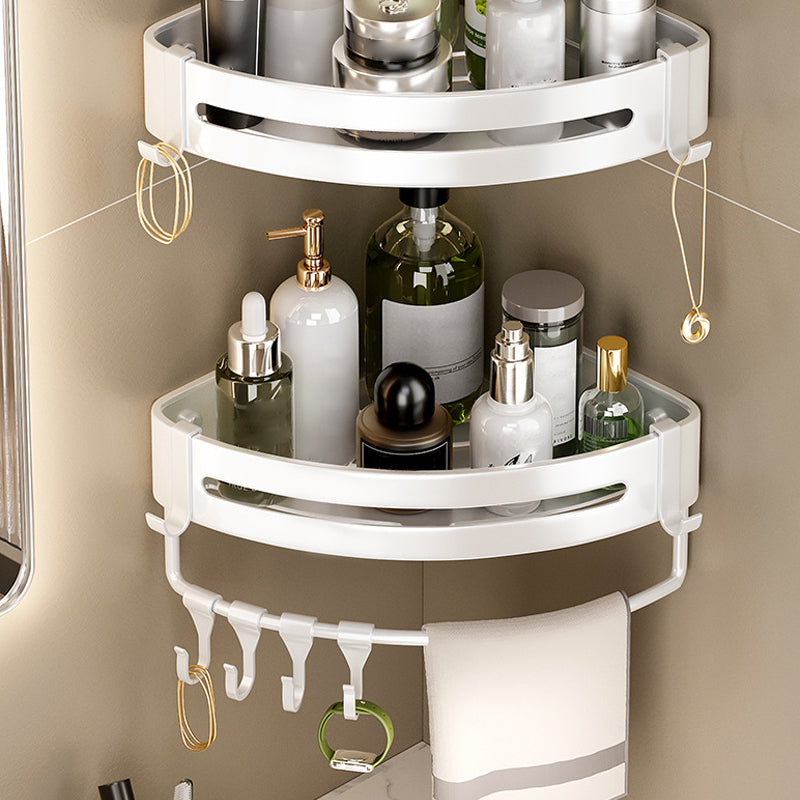 Modern White Finish Bath Shelf Rectangular & Triangle Bathroom Hardware Kit Clearhalo 'Bathroom Hardware Sets' 'Bathroom Hardware' 'Bathroom Remodel & Bathroom Fixtures' 'bathroom_hardware_sets' 'Home Improvement' 'home_improvement' 'home_improvement_bathroom_hardware_sets' 6675787