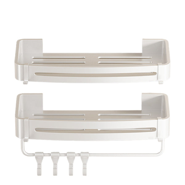 Modern White Finish Bath Shelf Rectangular & Triangle Bathroom Hardware Kit 4" 2 Piece Set Rectangle Clearhalo 'Bathroom Hardware Sets' 'Bathroom Hardware' 'Bathroom Remodel & Bathroom Fixtures' 'bathroom_hardware_sets' 'Home Improvement' 'home_improvement' 'home_improvement_bathroom_hardware_sets' 6675803