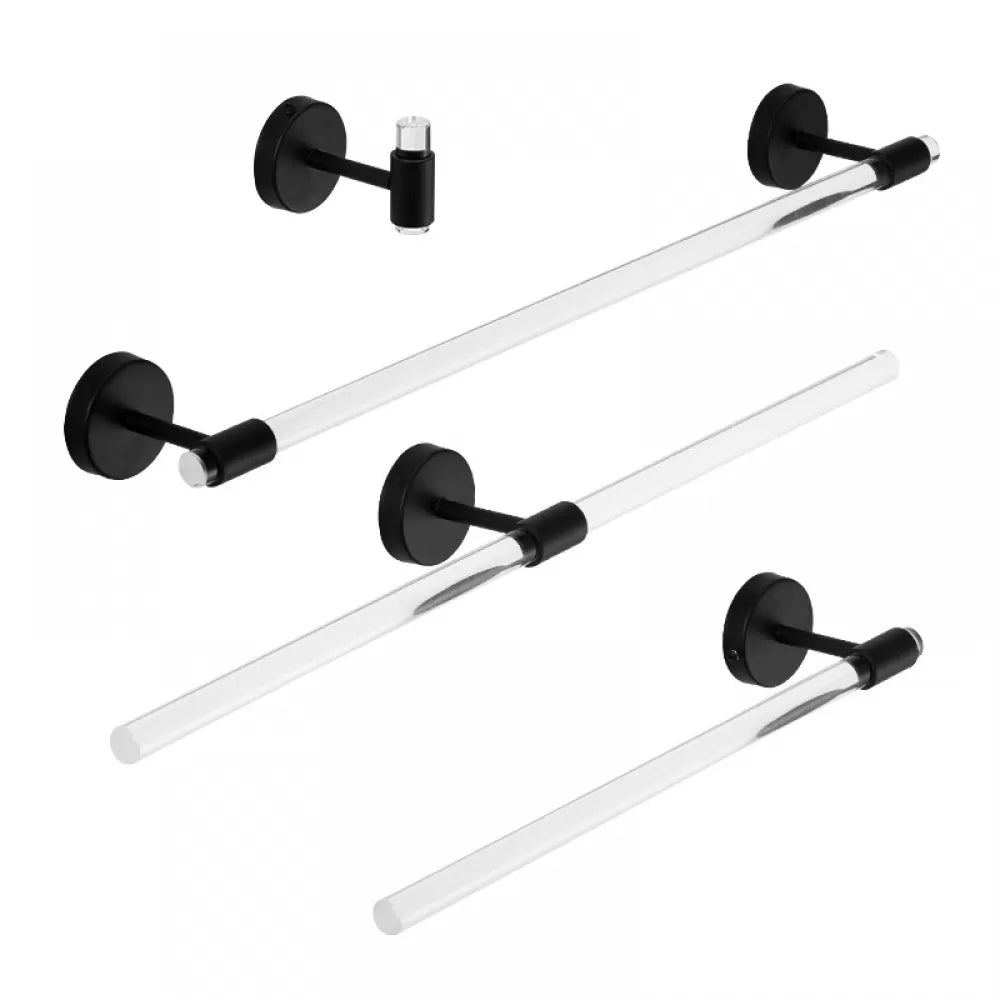 Modern Bathroom Accessory Kit Towel Bar Silver/Gold/Black Bathroom Hardware Black 4-Piece Set Clearhalo 'Bathroom Hardware Sets' 'Bathroom Hardware' 'Bathroom Remodel & Bathroom Fixtures' 'bathroom_hardware_sets' 'Home Improvement' 'home_improvement' 'home_improvement_bathroom_hardware_sets' 6675843