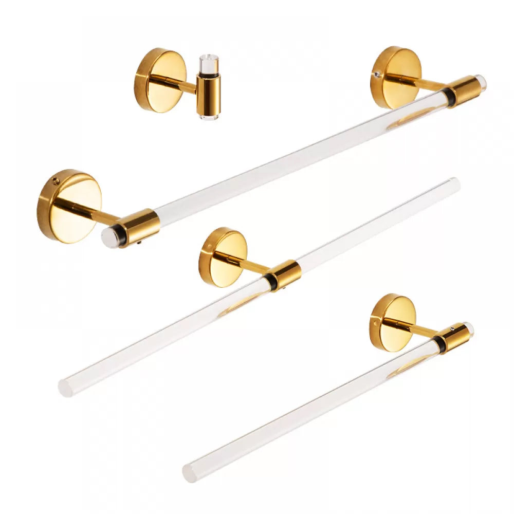 Modern Bathroom Accessory Kit Towel Bar Silver/Gold/Black Bathroom Hardware Gold 4-Piece Set Clearhalo 'Bathroom Hardware Sets' 'Bathroom Hardware' 'Bathroom Remodel & Bathroom Fixtures' 'bathroom_hardware_sets' 'Home Improvement' 'home_improvement' 'home_improvement_bathroom_hardware_sets' 6675845