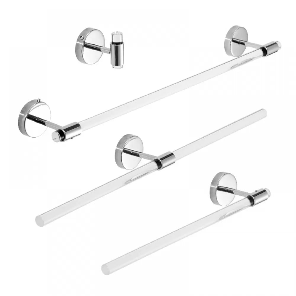 Modern Bathroom Accessory Kit Towel Bar Silver/Gold/Black Bathroom Hardware Light Silver 4-Piece Set Clearhalo 'Bathroom Hardware Sets' 'Bathroom Hardware' 'Bathroom Remodel & Bathroom Fixtures' 'bathroom_hardware_sets' 'Home Improvement' 'home_improvement' 'home_improvement_bathroom_hardware_sets' 6675846