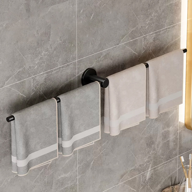 2-Piece Modern Bathroom Accessory Set Stainless Steel Towel Bar 31.5" Black Clearhalo 'Bathroom Hardware Sets' 'Bathroom Hardware' 'Bathroom Remodel & Bathroom Fixtures' 'bathroom_hardware_sets' 'Home Improvement' 'home_improvement' 'home_improvement_bathroom_hardware_sets' 6675914