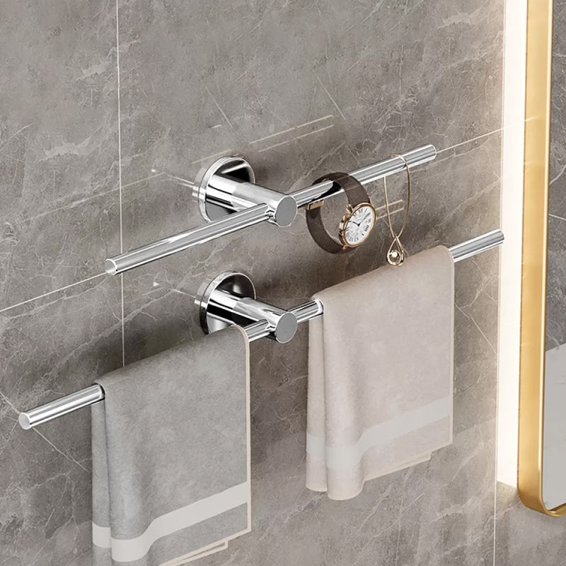 2-Piece Modern Bathroom Accessory Set Stainless Steel Towel Bar 16"+23.5" Chrome Clearhalo 'Bathroom Hardware Sets' 'Bathroom Hardware' 'Bathroom Remodel & Bathroom Fixtures' 'bathroom_hardware_sets' 'Home Improvement' 'home_improvement' 'home_improvement_bathroom_hardware_sets' 6675917