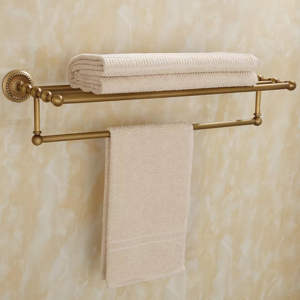 5-Piece Traditional Bathroom Accessory As Individual Or As a Set in Brushed Brass Towel Rack Clearhalo 'Bathroom Hardware Sets' 'Bathroom Hardware' 'Bathroom Remodel & Bathroom Fixtures' 'bathroom_hardware_sets' 'Home Improvement' 'home_improvement' 'home_improvement_bathroom_hardware_sets' 6675934