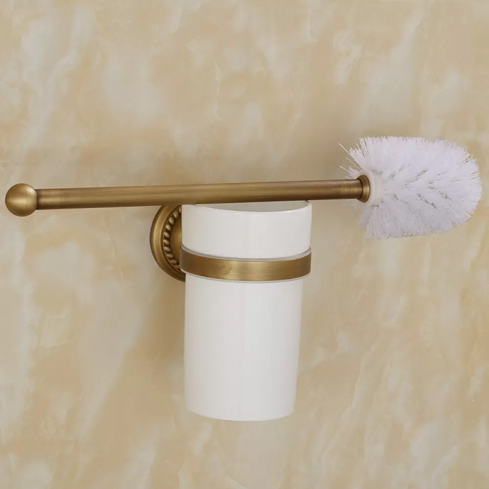 5-Piece Traditional Bathroom Accessory As Individual Or As a Set in Brushed Brass Toilet Brush Clearhalo 'Bathroom Hardware Sets' 'Bathroom Hardware' 'Bathroom Remodel & Bathroom Fixtures' 'bathroom_hardware_sets' 'Home Improvement' 'home_improvement' 'home_improvement_bathroom_hardware_sets' 6675935