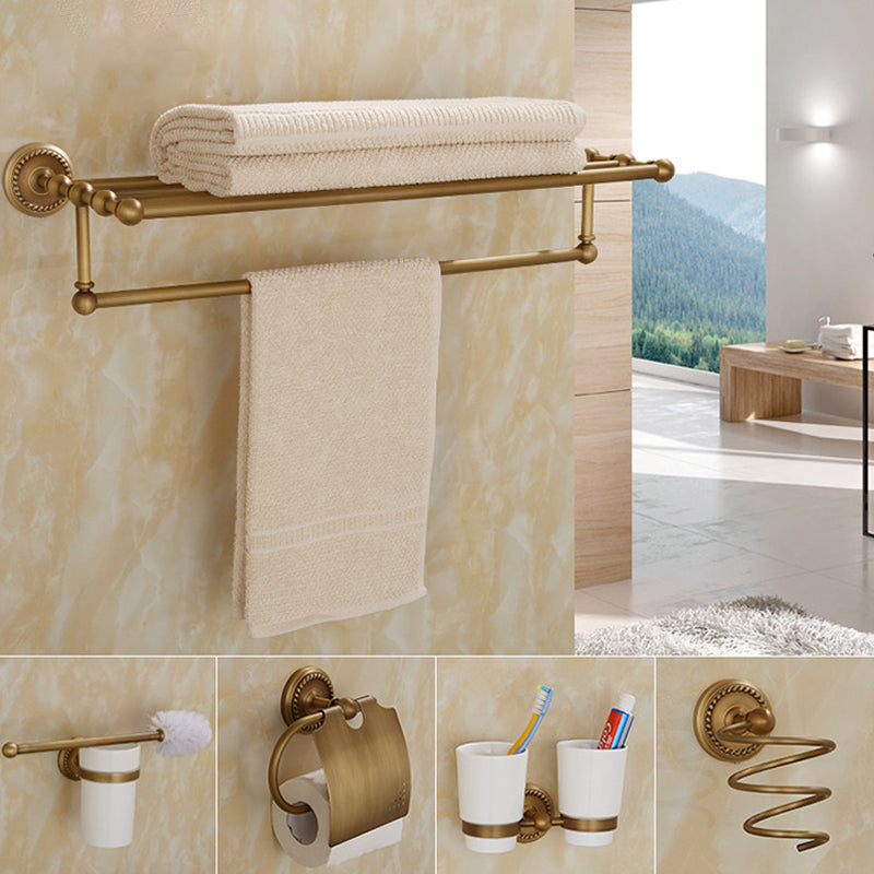 5-Piece Traditional Bathroom Accessory As Individual Or As a Set in Brushed Brass Clearhalo 'Bathroom Hardware Sets' 'Bathroom Hardware' 'Bathroom Remodel & Bathroom Fixtures' 'bathroom_hardware_sets' 'Home Improvement' 'home_improvement' 'home_improvement_bathroom_hardware_sets' 6675936