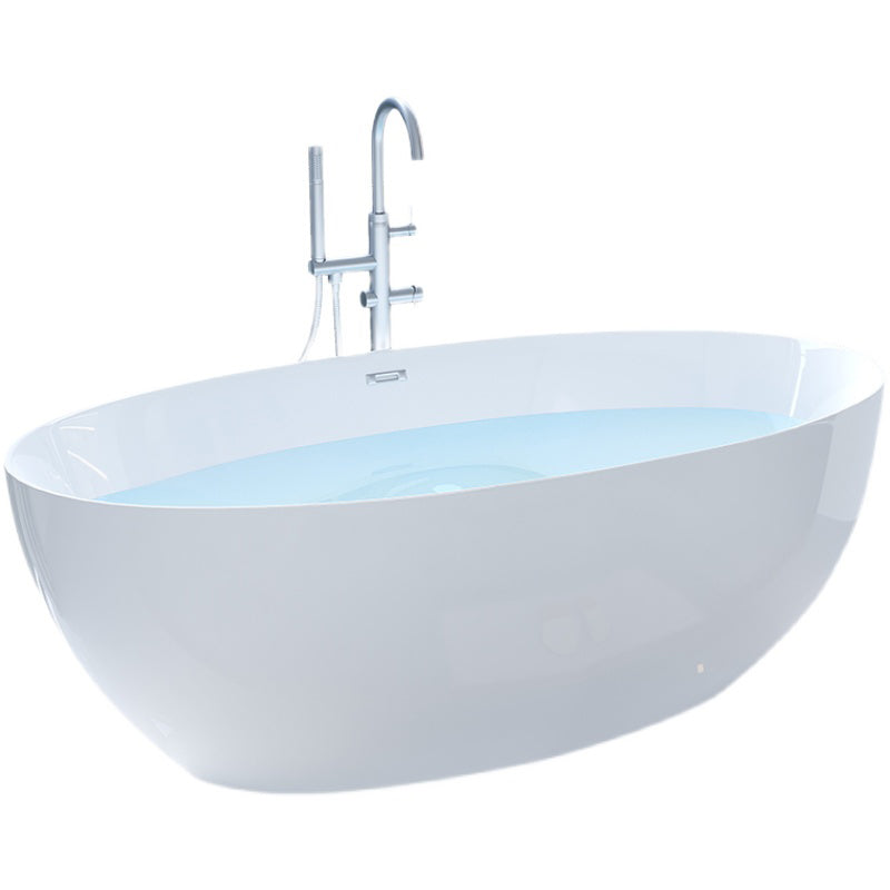 Modern White Acrylic Bathtub Ellipse Freestand Soaking Bathtub with Drain Bath Tub Clearhalo 'Bathroom Remodel & Bathroom Fixtures' 'Bathtubs' 'Home Improvement' 'home_improvement' 'home_improvement_bathtubs' 'Showers & Bathtubs' 6676514