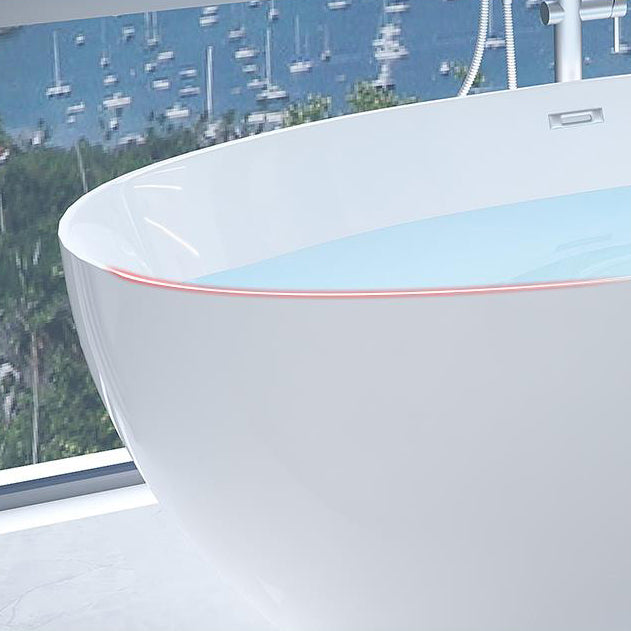 Modern White Acrylic Bathtub Ellipse Freestand Soaking Bathtub with Drain Bath Tub Clearhalo 'Bathroom Remodel & Bathroom Fixtures' 'Bathtubs' 'Home Improvement' 'home_improvement' 'home_improvement_bathtubs' 'Showers & Bathtubs' 6676519