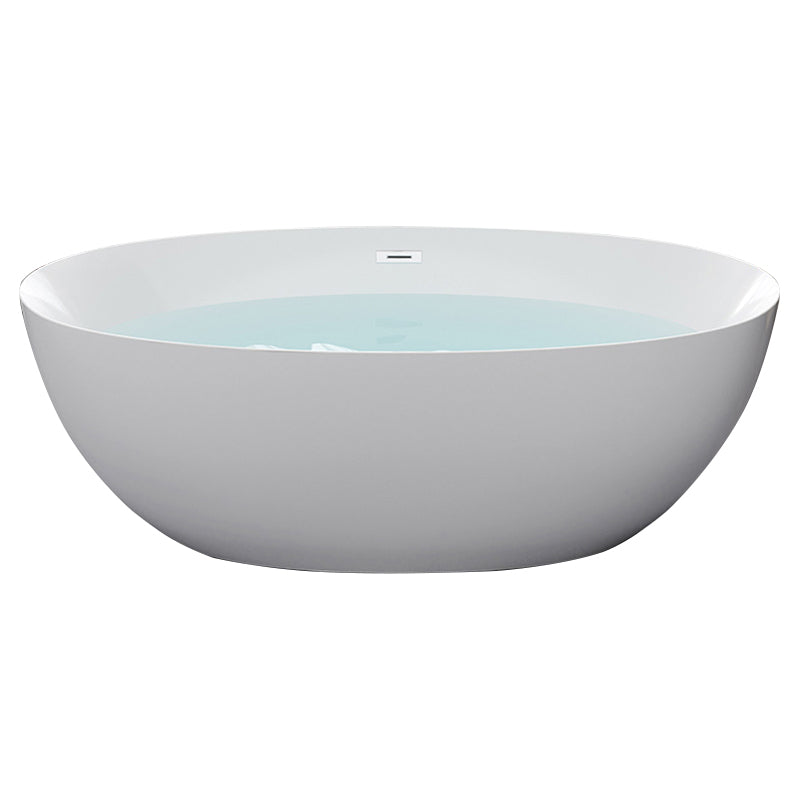 Modern White Acrylic Bathtub Ellipse Freestand Soaking Bathtub with Drain Bath Tub Clearhalo 'Bathroom Remodel & Bathroom Fixtures' 'Bathtubs' 'Home Improvement' 'home_improvement' 'home_improvement_bathtubs' 'Showers & Bathtubs' 6676523