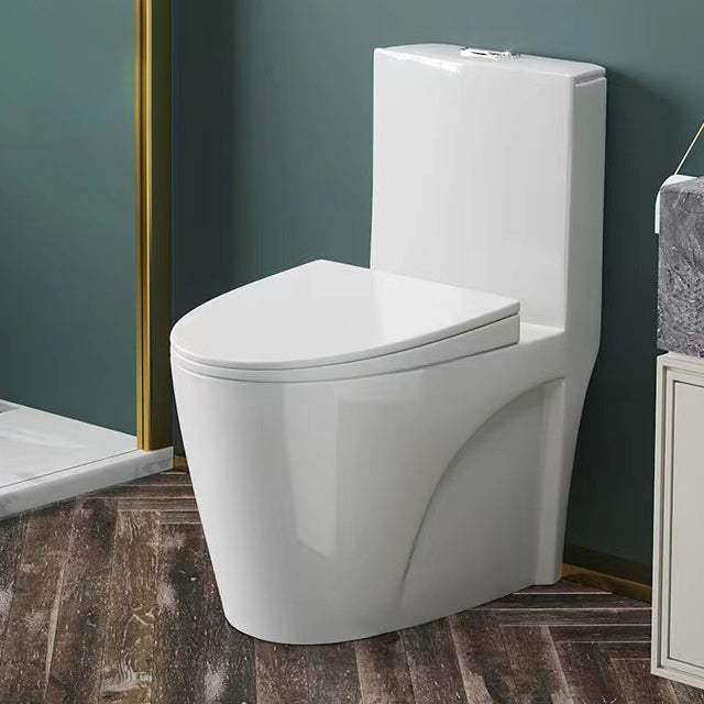Modern 1-Piece Toilet Floor Mounted White Urine Toilet with Slow Close Seat for Bathroom 14.6"L x 26.8"W x 30.7"H Clearhalo 'Bathroom Remodel & Bathroom Fixtures' 'Home Improvement' 'home_improvement' 'home_improvement_toilets' 'Toilets & Bidets' 'Toilets' 6676900