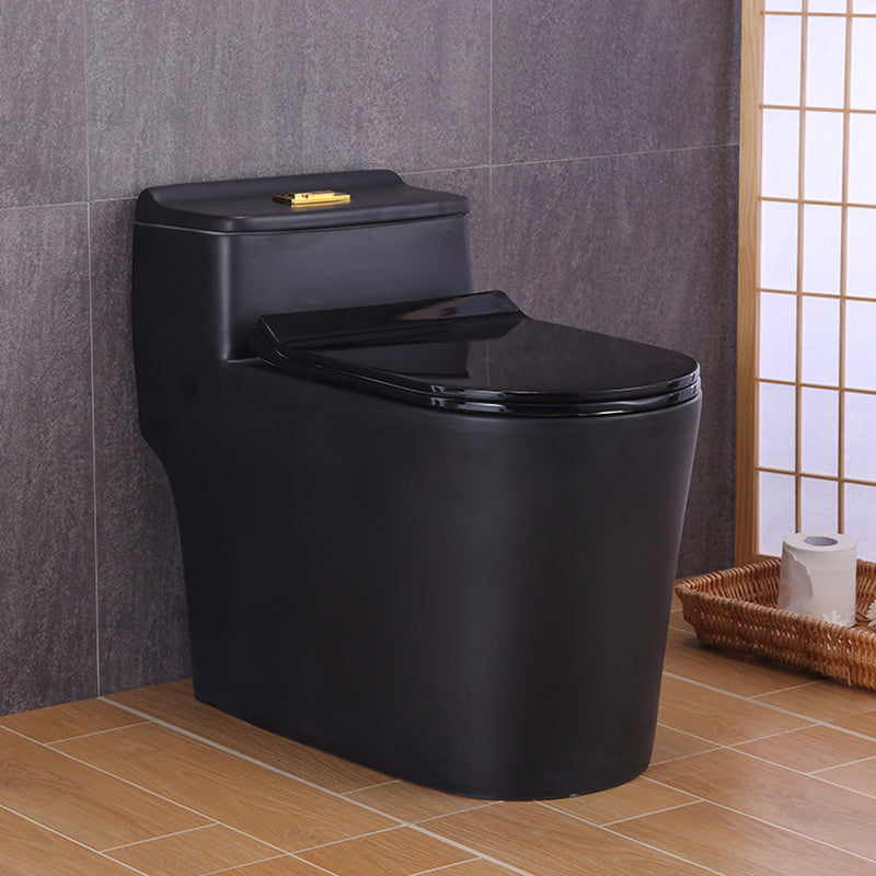 Traditional All-In-One Toilet Bowl Floor Mounted Urine Toilet with Seat for Bathroom 15"L x 27"W x 24"H Black 12" Clearhalo 'Bathroom Remodel & Bathroom Fixtures' 'Home Improvement' 'home_improvement' 'home_improvement_toilets' 'Toilets & Bidets' 'Toilets' 6676946