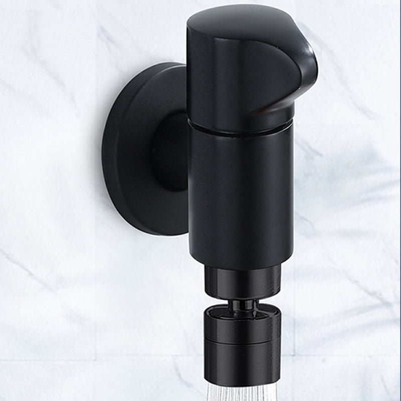 Industrial Wall Mounted Bathroom Faucet Knob Handle Solid Brass Faucet Black Round Clearhalo 'Bathroom Remodel & Bathroom Fixtures' 'Bathroom Sink Faucets' 'Bathroom Sinks & Faucet Components' 'bathroom_sink_faucets' 'Home Improvement' 'home_improvement' 'home_improvement_bathroom_sink_faucets' 6680734