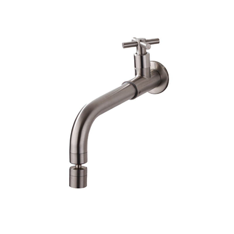 Contemporary Wall Mounted Bathroom Faucet Cross Handles Stainless Steel Faucet Clearhalo 'Bathroom Remodel & Bathroom Fixtures' 'Bathroom Sink Faucets' 'Bathroom Sinks & Faucet Components' 'bathroom_sink_faucets' 'Home Improvement' 'home_improvement' 'home_improvement_bathroom_sink_faucets' 6680763