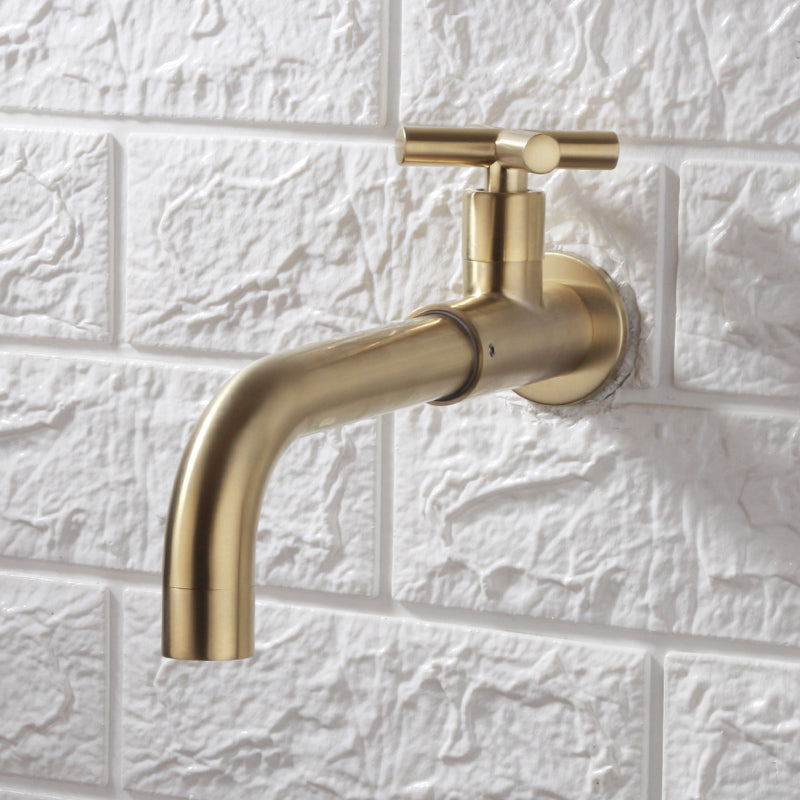 Contemporary Wall Mounted Bathroom Faucet Cross Handles Stainless Steel Faucet Gold Clearhalo 'Bathroom Remodel & Bathroom Fixtures' 'Bathroom Sink Faucets' 'Bathroom Sinks & Faucet Components' 'bathroom_sink_faucets' 'Home Improvement' 'home_improvement' 'home_improvement_bathroom_sink_faucets' 6680767