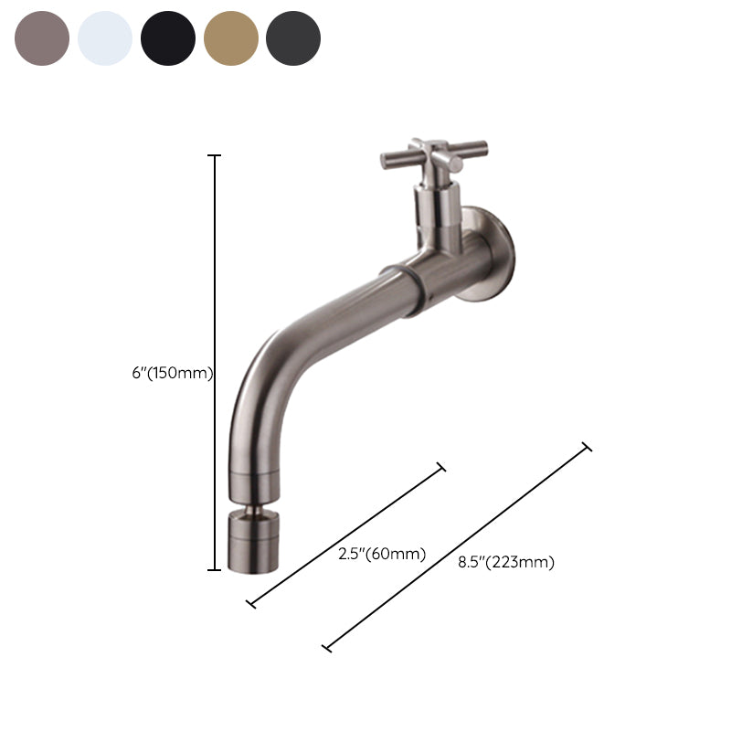 Contemporary Wall Mounted Bathroom Faucet Cross Handles Stainless Steel Faucet Clearhalo 'Bathroom Remodel & Bathroom Fixtures' 'Bathroom Sink Faucets' 'Bathroom Sinks & Faucet Components' 'bathroom_sink_faucets' 'Home Improvement' 'home_improvement' 'home_improvement_bathroom_sink_faucets' 6680774