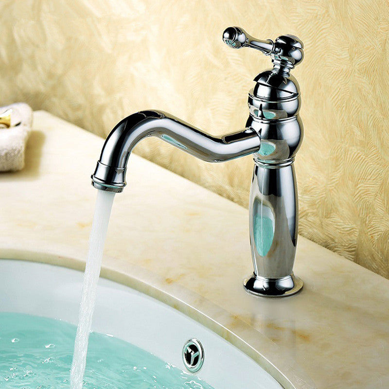 Traditional Centerset Faucet Lever Handles Gooseneck Arc Solid Brass Faucet Silver Clearhalo 'Bathroom Remodel & Bathroom Fixtures' 'Bathroom Sink Faucets' 'Bathroom Sinks & Faucet Components' 'bathroom_sink_faucets' 'Home Improvement' 'home_improvement' 'home_improvement_bathroom_sink_faucets' 6680797