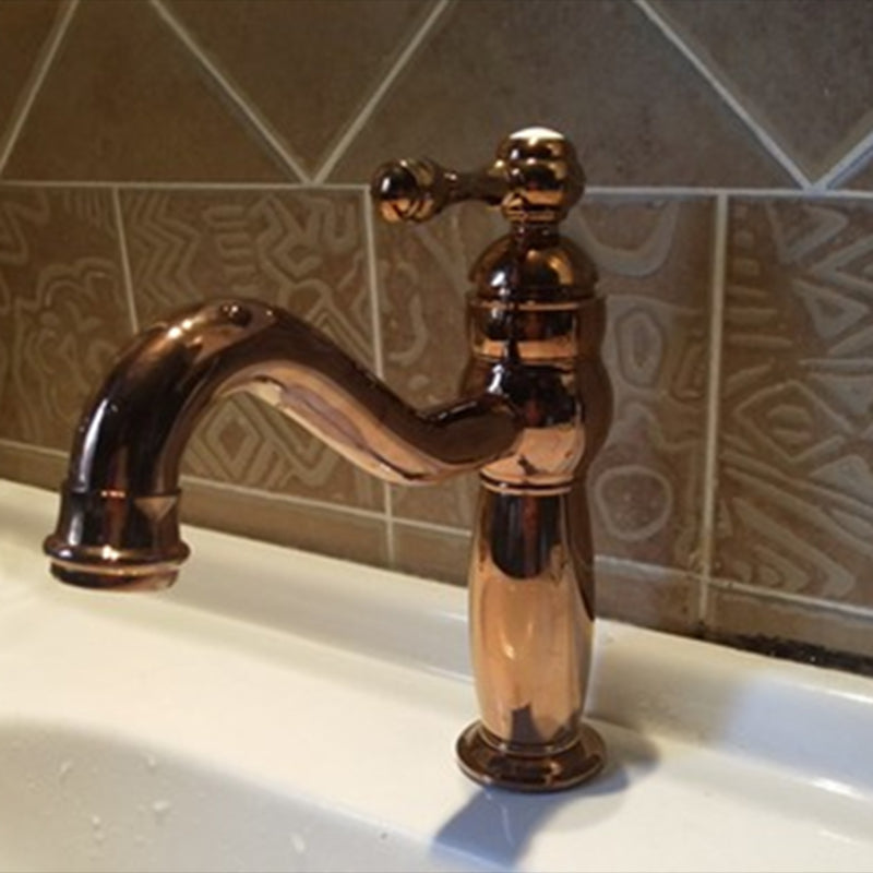 Traditional Centerset Faucet Lever Handles Gooseneck Arc Solid Brass Faucet Clearhalo 'Bathroom Remodel & Bathroom Fixtures' 'Bathroom Sink Faucets' 'Bathroom Sinks & Faucet Components' 'bathroom_sink_faucets' 'Home Improvement' 'home_improvement' 'home_improvement_bathroom_sink_faucets' 6680799