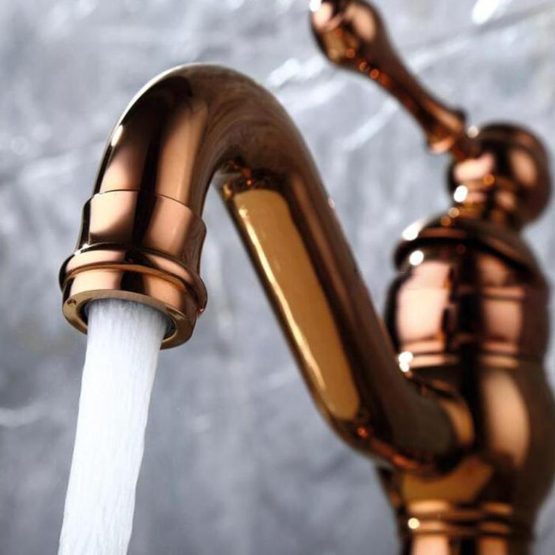 Traditional Centerset Faucet Lever Handles Gooseneck Arc Solid Brass Faucet Clearhalo 'Bathroom Remodel & Bathroom Fixtures' 'Bathroom Sink Faucets' 'Bathroom Sinks & Faucet Components' 'bathroom_sink_faucets' 'Home Improvement' 'home_improvement' 'home_improvement_bathroom_sink_faucets' 6680803