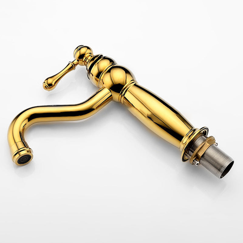 Traditional Centerset Faucet Lever Handles Gooseneck Arc Solid Brass Faucet Clearhalo 'Bathroom Remodel & Bathroom Fixtures' 'Bathroom Sink Faucets' 'Bathroom Sinks & Faucet Components' 'bathroom_sink_faucets' 'Home Improvement' 'home_improvement' 'home_improvement_bathroom_sink_faucets' 6680808