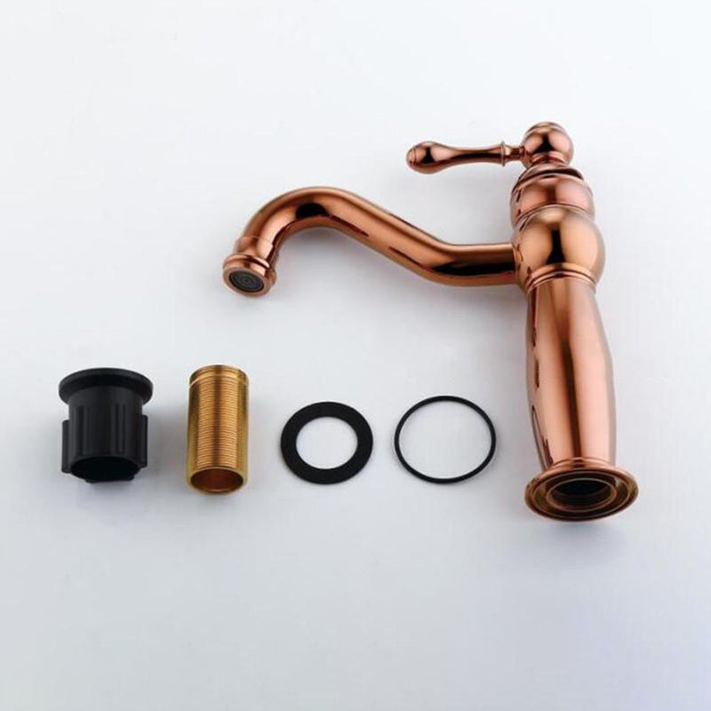 Traditional Centerset Faucet Lever Handles Gooseneck Arc Solid Brass Faucet Clearhalo 'Bathroom Remodel & Bathroom Fixtures' 'Bathroom Sink Faucets' 'Bathroom Sinks & Faucet Components' 'bathroom_sink_faucets' 'Home Improvement' 'home_improvement' 'home_improvement_bathroom_sink_faucets' 6680811