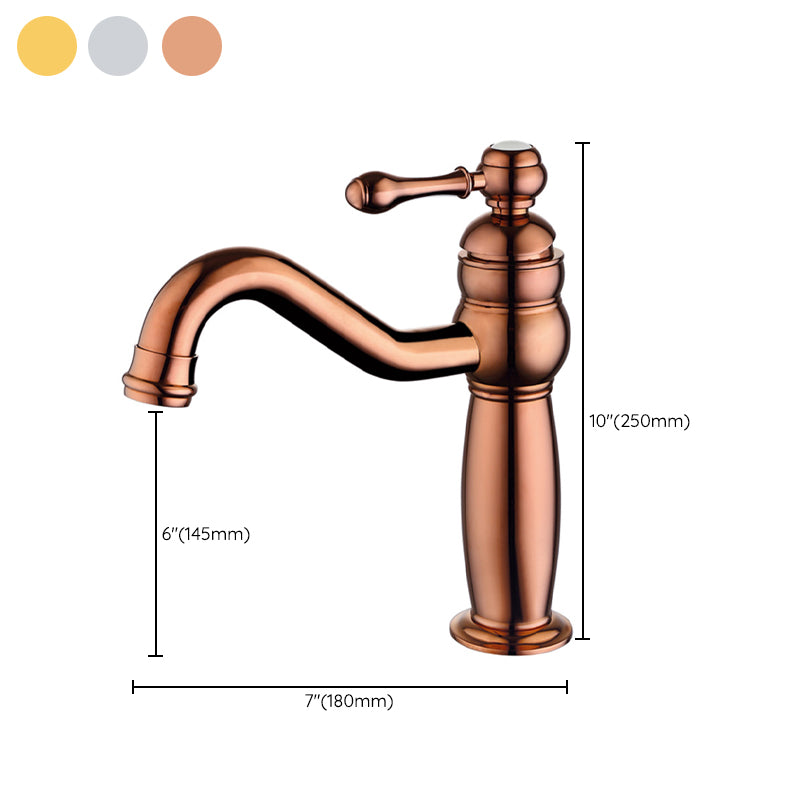 Traditional Centerset Faucet Lever Handles Gooseneck Arc Solid Brass Faucet Clearhalo 'Bathroom Remodel & Bathroom Fixtures' 'Bathroom Sink Faucets' 'Bathroom Sinks & Faucet Components' 'bathroom_sink_faucets' 'Home Improvement' 'home_improvement' 'home_improvement_bathroom_sink_faucets' 6680812